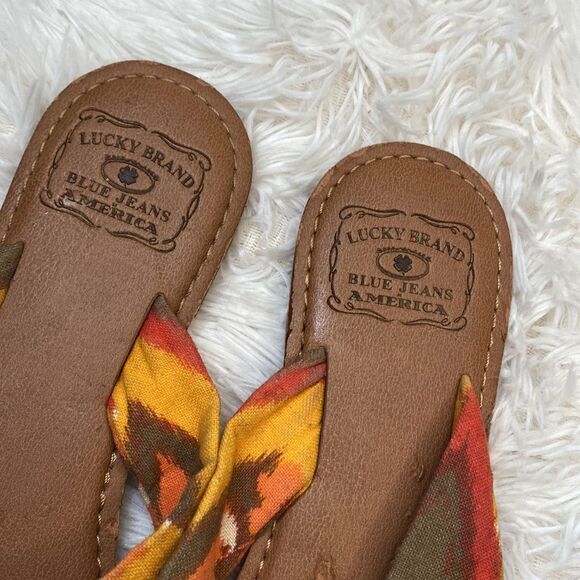 Lucky Brand Sz 8.5 Multi Color Fabric Slip On Flip Flops LK-Finola - Picture 3 of 8